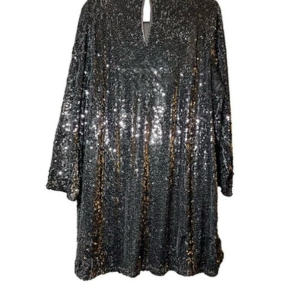Sequin Tunic Dress Black Long Sleeve Holiday Party Glam Large NWT - Picture 3 of 6